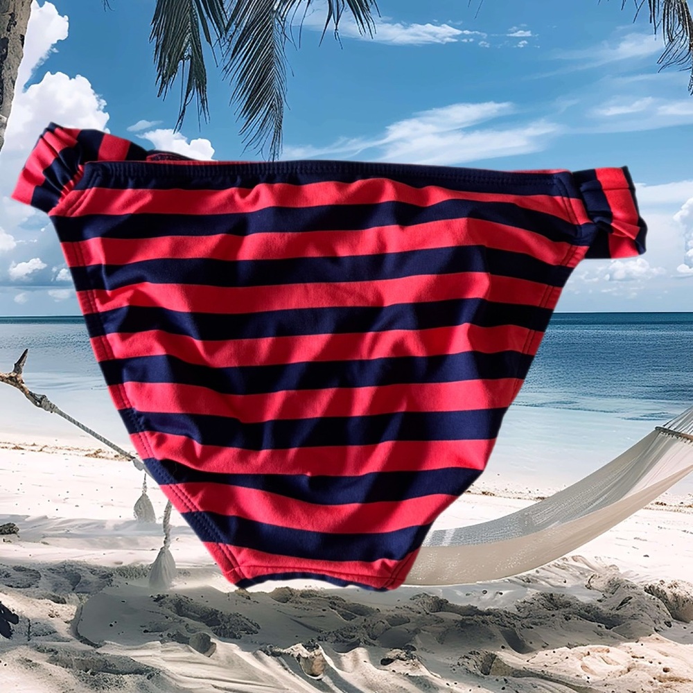 Navy & Orange Striped Bikini Bottom Size S - Picture 2 of 2